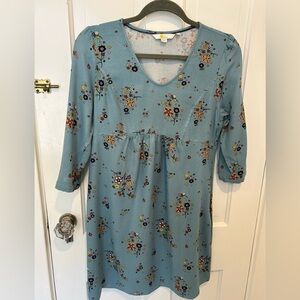 Boden Teal Floral Long Sleeve Dress